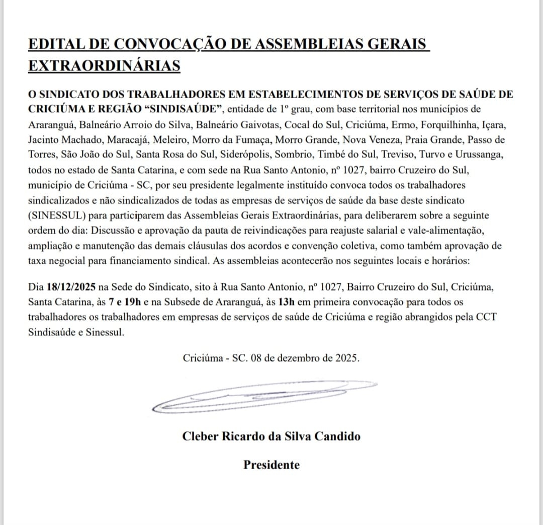 EDITAL DE CONVOCAÇÃO DE ASSEMBLEIAS GERAIS EXTRAORDINÁRIAS