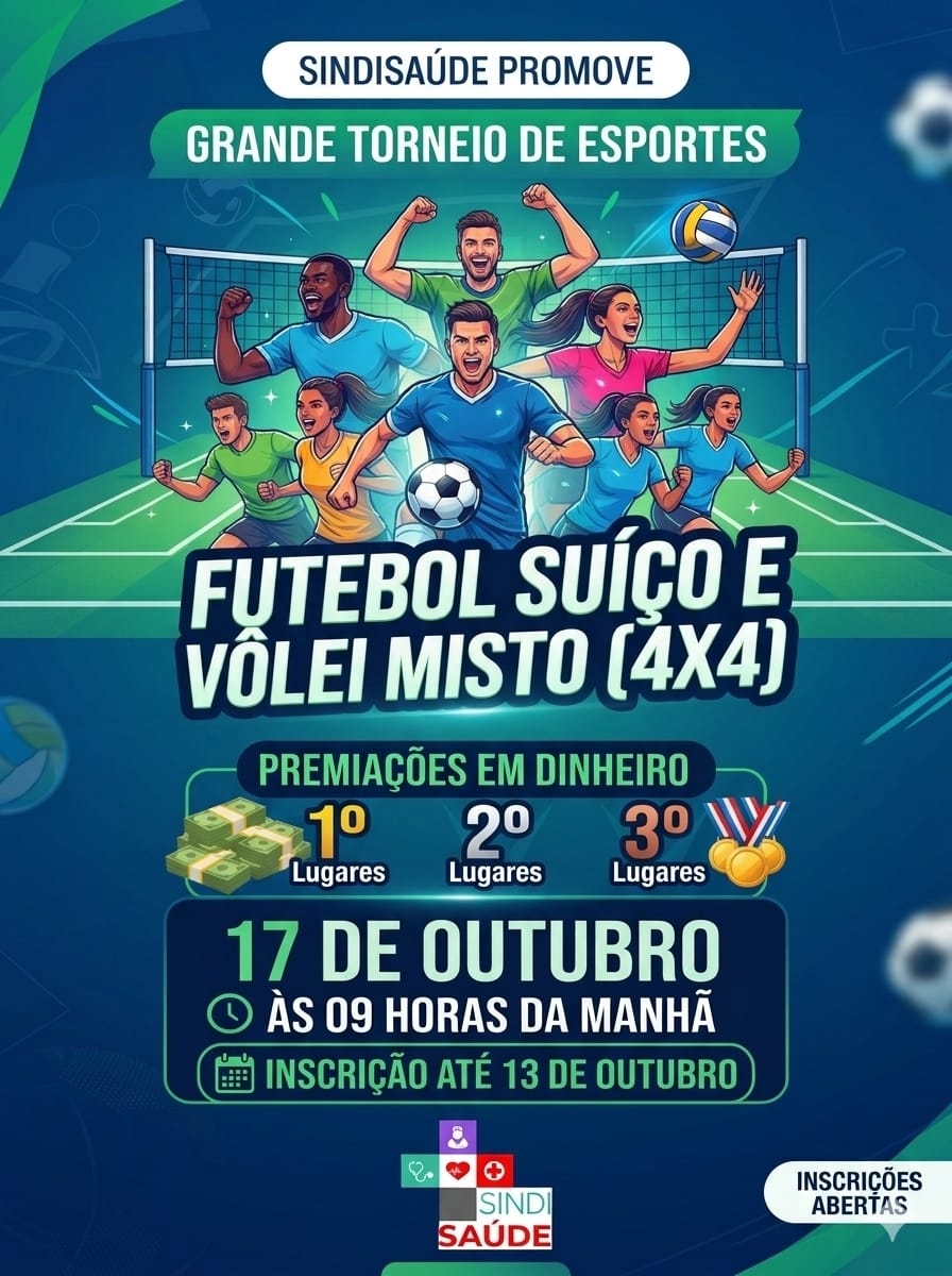 Sindisaúde promove Grande Torneio de Esportes no dia 17 de outubro